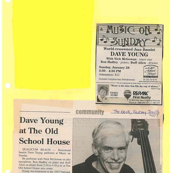 Dave Young at the Old School House - News Article 2007 by Buff Allen, Ron Hadley, Nick McGowan, Dave Young, Image 2.