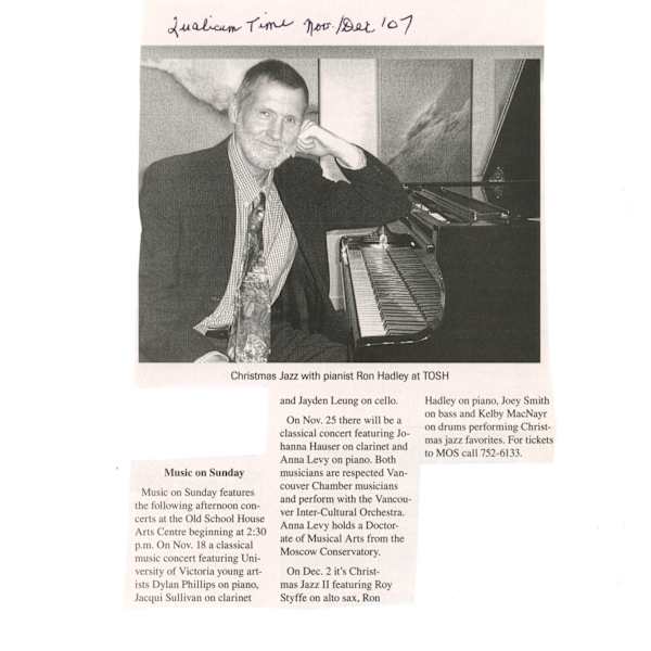 Music on Sunday - Nov/Dec 2007 by Anna Levy, Joey Smith, Ron Hadley, Dylan Phillips, Jacqui Sullivan, Jayden Leung, Johanna Hauser, Roy Styffe, Kelby MacNayr, Image 1.