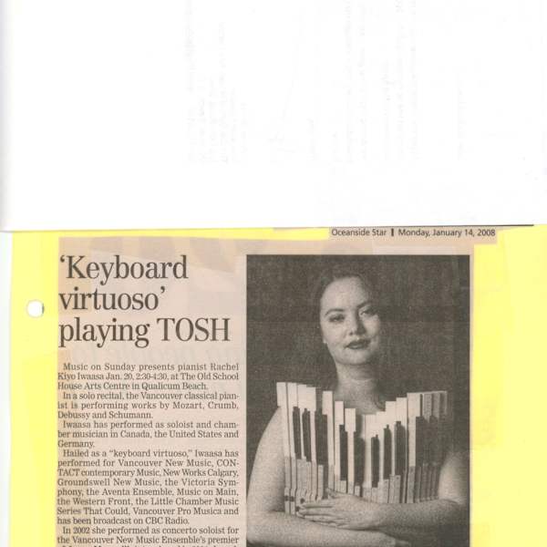 Keyboard Virtuoso playing TOSH by Rachel Kiyo Iwaasa, Image 1.