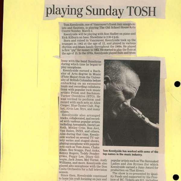 Keenlyside playing Sunday TOSH by Ron Hadley, Rick Kilburn, Tom Keenlyside, Image 2.
