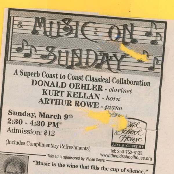 Music on Sunday AD- A Superb Coast to Coast Classical Collaboration Mar 2008 by Kurt Kellan, Donald Oehler, Arthur Rowe, Image 1.