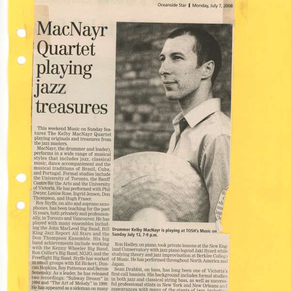MacNayr Quartet playing jazz treasures by Vivian Sears, Kelby MacNayr, Roy Styffe, Alfons Fear, Ron Hadley, Sean Drabbit, Image 1.