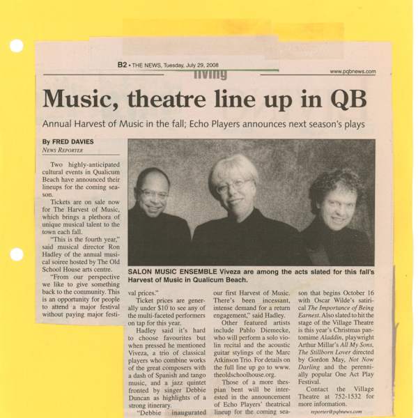 Music, theatre line up in QB by Fred Davies, Ron Hadley, Pablo Diemecke, Debbie Duncan, Image 1.