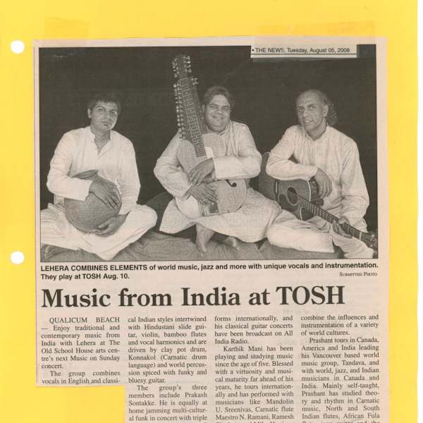 Music from India at TOSH by Prakash Sontakke, Karthik Mani, Prashant John, Image 1.