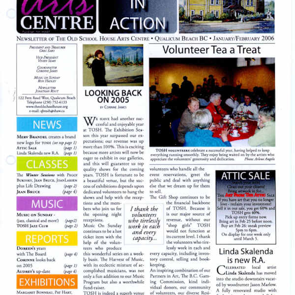 Art in Action Newsletters 2006 - January-April, September by Cynthia Bonesky, Margaret Bonneau, Merv Brandel, Janice Bridgman, Dennis Brown, Rebecca Goodale, Pat Hart, Joan Larson, Jason Marlow, Joanna Rogers, Linda Skalenda, Ben Strating, John Barton, Sandra Lamb, Sara Marreiros, Lynn Orriss, Marshall Soules, Barbara Sundquist, Lafayette String Quartet, Saiho Kotengu Taiko Kagura Ensemble, Tiffany Tamaribuchi, Jessica Williams, Image 1.