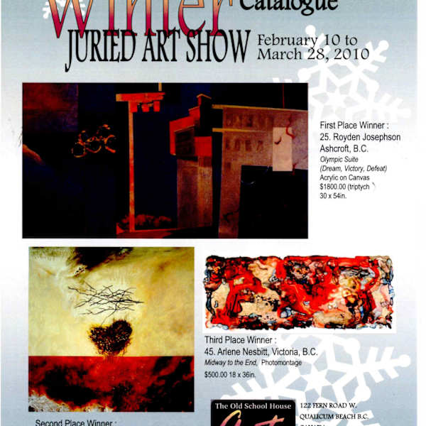 National Winter Juried Art Show by Merv Brandel, Don Farrell, D.F. Gray, Disa Marie Hale, Laura Hilts, Gerda Hoffman, Royden Josephson, Rohana Laing, Denise MacDonald, Arlene Nesbitt, Joan Skeet, Ian Garrioch, Brittney Lintick, Nelly Kazenbroot, Helen Kilsby, Melvyn Malkin, Alice Helwig, Jerry Markham, Page Samis-Hill, Margaret Susan Lacey, Mena Martini, Ellery Maze, Jacqueline Faye Miller, Tatianna M O'Donnell, Diane McCarten, Rob Miller, Lynn Orriss, Andrew McDermott, Stanley Mishkin, Dan Ostler, Jim McFarland, Val Moker, Michel Pedneault, Helene McIntosh, Arlene Nesbitt, Crystal Przybille, Ruth Quinlan, Joan Skeet, Donna Webb, Brandy Saturley, Jacqueline Smith, Helen Webster, Barbara Ann Scott, Diane Stearne, Tiki Westnedge, Kathleen Scott, Elizabeth Tassila, Zillah Loney, Bob Sheridan, Vickie Turner, Martina Zuidema, Joan Ackerman, Richard Alm, Margaret Alpen, Adelle Andrew, Elisa Athony, Megan Arundel, Ebda Bardel, Kathy Barnson, Carol Bednarski, Doris Biddle, Judy Blake, Cynthia Bonesky, Ian Borthwick, Barbara Botham, Katherine Bourgon, Debbie Bowles, Janet Bright, Nancy Broad, Leigh Buchanen, Peggy Burkosky, Bev Byerley, Jack Campbell, Ken Campbell, Mary Leigh Campbell, Moira Carlson, Patricia Carroll, Raymond Chow, Lil Chrzan, Eunmi Conacher, Nana Cook, Nanci Cook, Paula Carvens, Dene Croft, Olga Cuttell, Dave Davies, Robin de Lavis, Tari Dodd, Leah Dorion, Amy Dryer, Gene Duncan, Dorthe Eisenhardt, Janice Erwin, Elizabeth Tassila, Brenda Estill, Devon Featherstone, Linda Fraser, Ian Garrioch, Patricia Gauthier, Roy Geronimo, Jean Grant Homer, D.F. Gray, Lynn Grillmair, Disa Hale, Sharleen Hartfel, Alice Helwig, Brenda Hill, Martin Hill, Laura Hills, Ira Hoeffecker, Keith Holmes, Norma Jackson, Michael Jell, Suzanne Jensen, Nelly Kazenbroot, Heather Keenan, Janna Kernan, Peter Kiidumae, Helen Kilsby, Peter Kohut, Rohanna Laing, Susan Laley, Sandra Lamb, Joan Larson, Alison Philpotts, Zillah Loney, Horst Lowell, Dianne Lund, Cim MacDonald, Jerry Markham, Mena Martin, Ellery Maze, Diane McCarten, Reg Parsons, Olof Petursdottir, Alison Philpotts, Shari Pratt, Angela Priede, Crystal Przybille, Gail Rankin, Avis Rasmussen, Mary Osburn Reed, Jaqueline Smith, Dan Telosky, Kendra Walters, Patrycja Walton, Alicia Larue, Yvonne Maximchuk, Val Moker, Connie-Jean Moore, Wendy Mould, Neil Newton, Tatianna O'Donnell, Dan Ostler, Fran Renwick, Sandra Rittler, Brandy Saturley, Alda Saunders, Marie Pierre Schliewinsky, Jody Schneider, Regina Seib, Bob Sheridan, Perrin Sparks, Eva Trinczek, Vicky Turner, Ursula Rettich, Angel Veller, Donna Webb, Loraine Wellman, Rich Williams, Tiki Westnedge, Joan Larson, Keith Levang, Brittney Lintick, Carol McCausland, Bernadette McCormack, Susan McLennan, Becky McMahon, Brian Middleton, Rob Miller, Joanne Mitchell, Maurice Nicholson, Pauline Pike, Ruth Quinlan, Katherine Scott, Pat Scrivener, Linda Skalenda, Elena Travanut, Jennifer Waelti-Walters, Wendy Walker, Melvin Malkin, Cindy Mawle, Ev McDougal, Jim McFarland, Helen McIntosh, Mary Stewart, Fay St. Marie, Sharon Stone, Steve Wilson, Adele Woolsey, Martina Zuidema, Image 1.