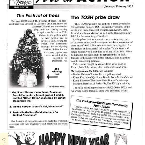 Art in ACTION Newsletters 2005 January-February, September-December by Merv Brandel, Jason Marlow, Ken Kirkby, Leigh Buchanan, Sherry Mitchell, Fred Peters, Brian Simons, Tania Bourne, Neil Boyle, Larry Aguilar, Janice Bridgeman, Peggy Burkosky, Mary Leigh Campbell, Arnie Fisk, Janice Hofman, Kiff Holland, Elizabeth Hollick, Joan Larson, David Rowe, Marilyn Timms, Darlene Zimmerman, Denise Michelin, Karina Voitchovsky, Stephanie Blackwood, Janice Bridgman, Jay Doige, Vivian Frow, Ron Hadley, Jonathan Rout, Brian Scott, Anne Marie Veale, Judy Jordison, Allison Shephard, Roger Moore, Don Farrell, Ron Hadley, Image 1.