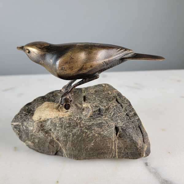 Reussner Bronze Bird on Stone Base by Charles Reussner, Image 1.