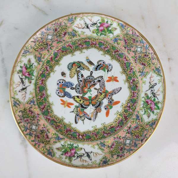 Chinese Butterfly Plate by Chinese Rose Canton Export, Image 1.