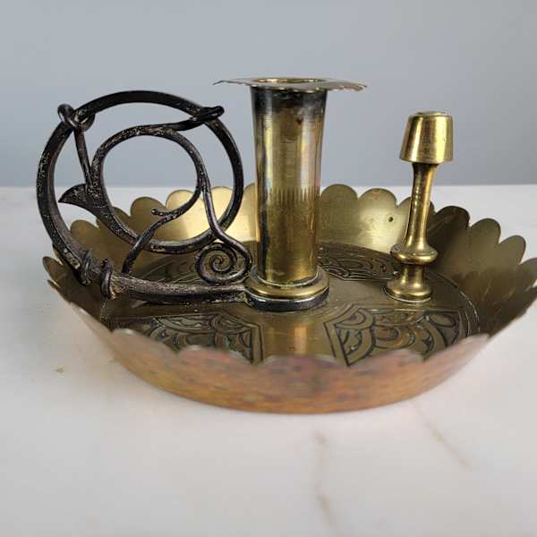 1880's Brass Chamberstick by Christopher Dresser Style, Image 1.