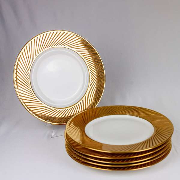 Etched Gold Dinner Plates by Jean Luce, Image 4.