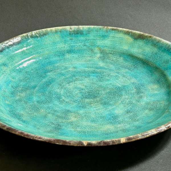 Durant Turquoise Pottery Bowl 1914 by Leon Volkmar, Durant Kilns, Image 1.