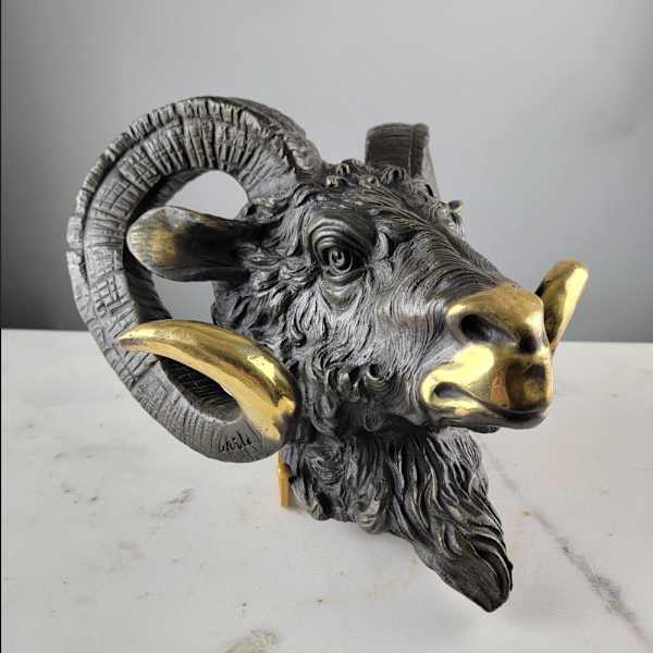 Bronze Ram Head by Miguel Fernando Lopez "Milo", Image 1.
