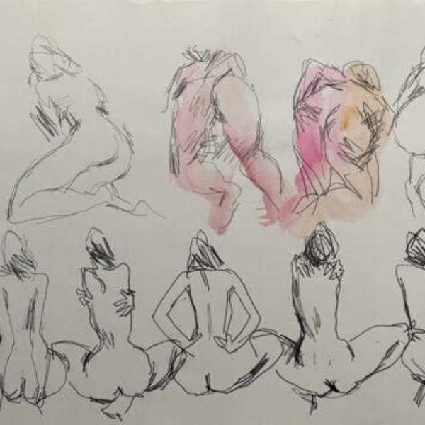 Signed female sketch dated 1972 by Peter Collins, Image 1.