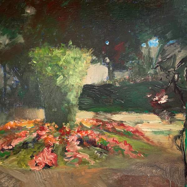 1987 "In the Park" Abstract Landscape Drawing Acclaimed Illustrator Bill Shields by Bill Shields, Image 2.
