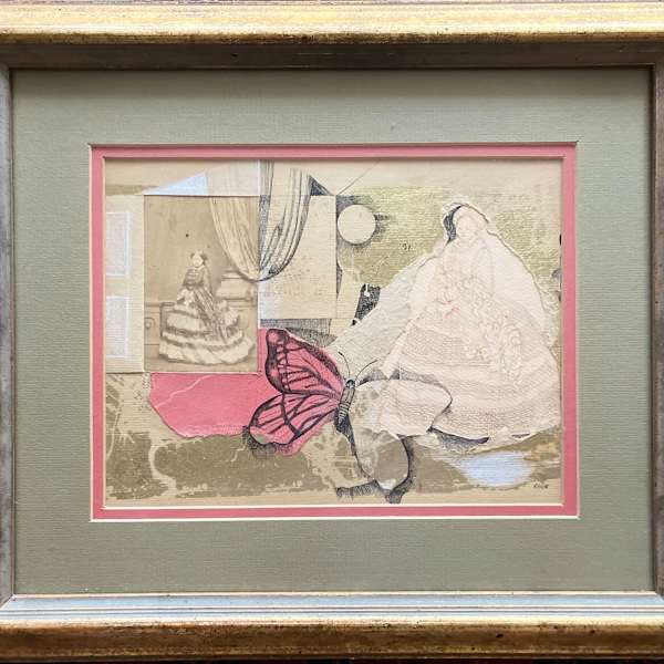 1970s "Butterfly and Girl" Collage by Rande, Image 1.