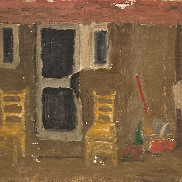 1940s "Basement Entrance" Oil Painiting by Elizabeth Vavra, Image 1.