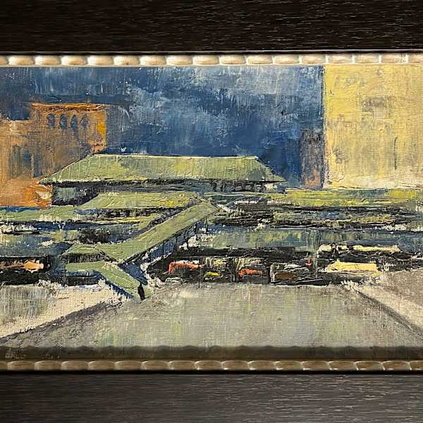 Mid Century Modern Abstract Cityscape by F.G. Clark, Image 1.
