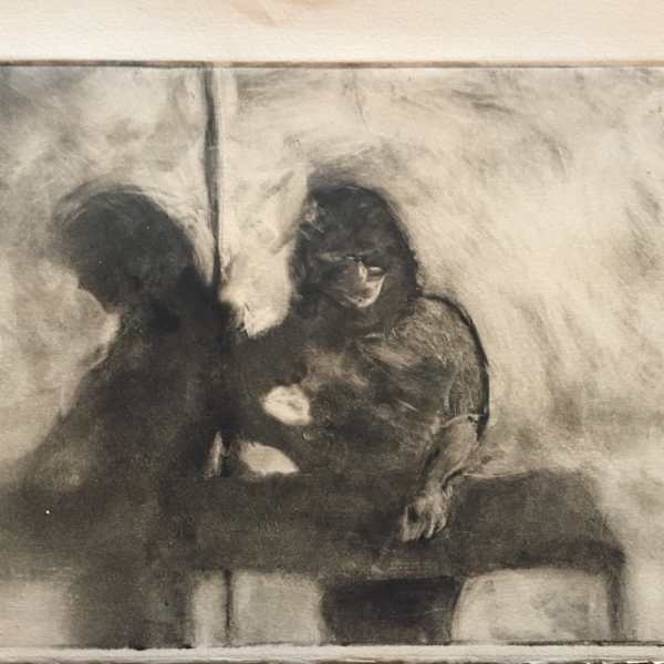 Two Figures Lithograph by Lisa Winick, Image 1.