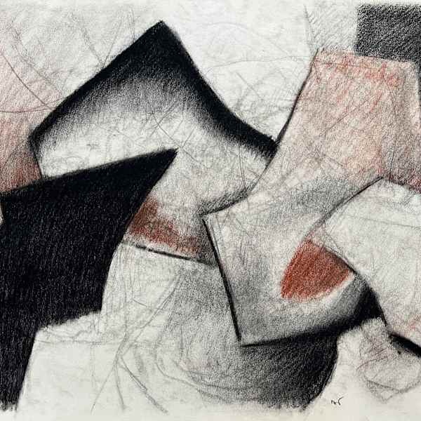 1980s "Rust and Black" Soft Pastel Abstract Drawing by D Tongen, Image 6.