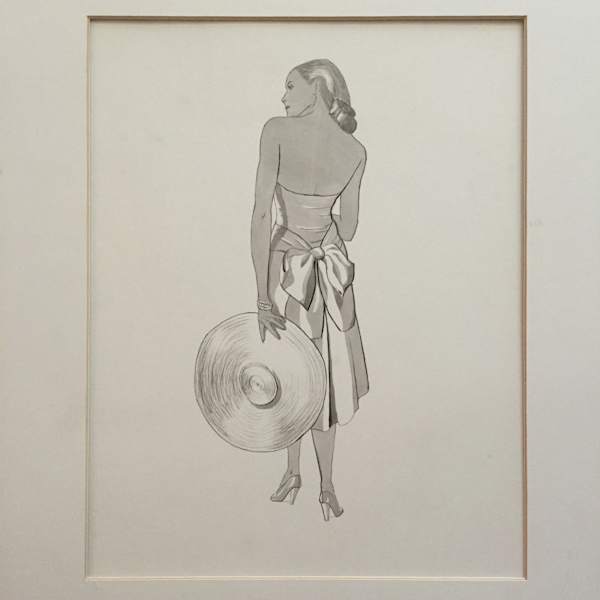 1950 Gouache Woman With Hat by Christina Rodina, Image 1.