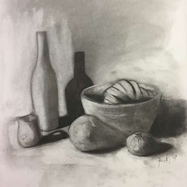 Bottle & Pear Still Life by Freitas, Image 1.