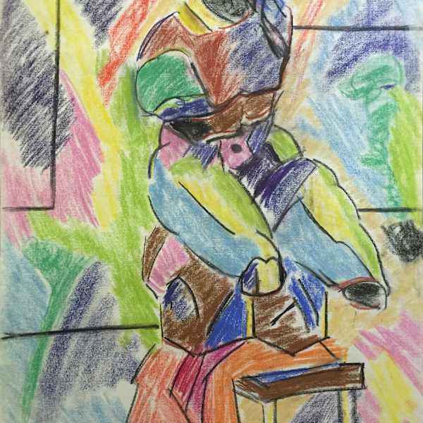 Pastel Male Nude Statue by Henry Woon, Image 1.