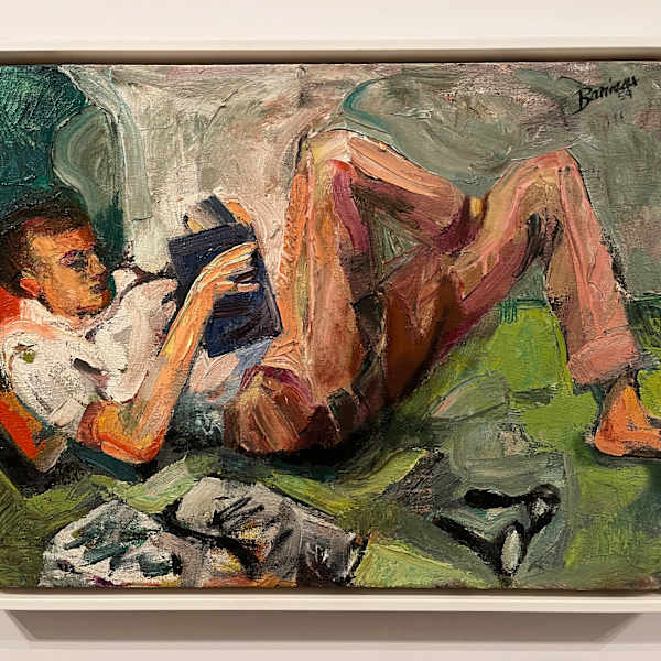 1959 Impasto Figure Painting "Reading" by Katherine Barieau, Image 3.