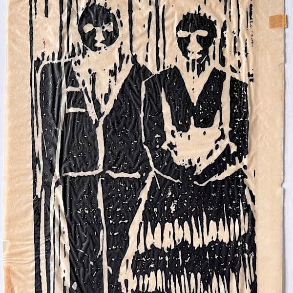 "Marriage" Wood Block Figurative Print by Kim Wabner, Image 5.