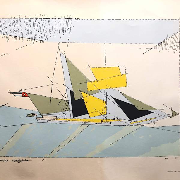 Blue Sailboat by Lyonel Feininger, Image 1.