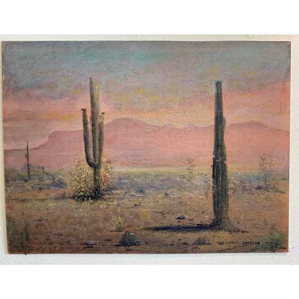 "Desert Cacti Landscape Oil Painting" by Alfred Ahronian , Image 1.