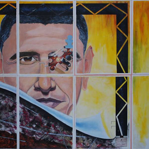 Untitled (Obama Portrait) by Aquilla Barnette, Yuri Kadamov, Lezmond Mitchell, Image 1.