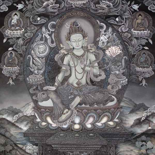 Green Tara with the Five Buddhas by Amit, Image 1.
