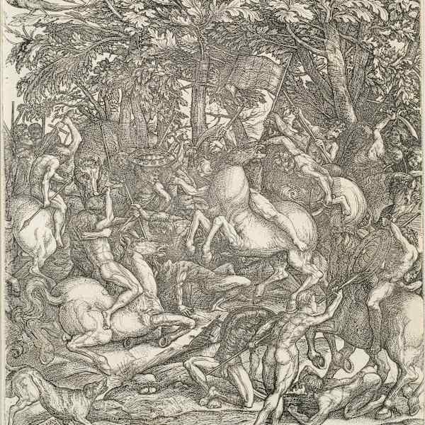 Combat Between Cavalry and Infantry by Hieronymus Hopfer, Image 1.