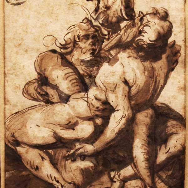 Two Wrestling Figures by Hendrick Goltzius, Image 1.