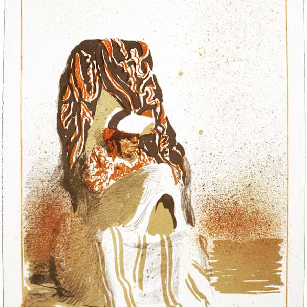 Old Lady on Beach by David Levine, Image 1.