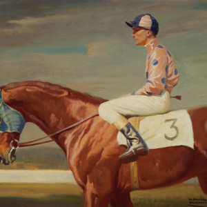 A Racehorse with Jockey Up by William Smithson Broadhead