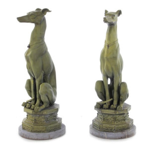 A Pair of Whippets by Alfred Barye