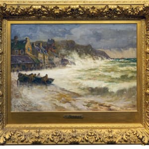 Putting Out The Lifeboats by Jules Georges Moteley (1865 - 1923)