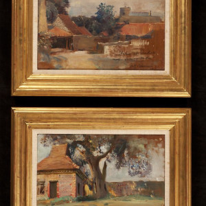 Studies of Silvo (a pair) Landscapes of Snailwell (en verso) by Sir Alfred J. Munnings 