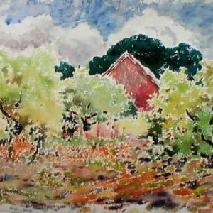 Orchard and Red Barn by Tunis Ponsen 