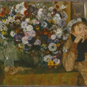 A Woman Seated beside a Vase of Flowers (Madame Paul Valpinçon?) by Edgar Degas