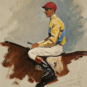 Pair of Jockey Studies and note from Thomas Voss by Franklin Brooke Voss 