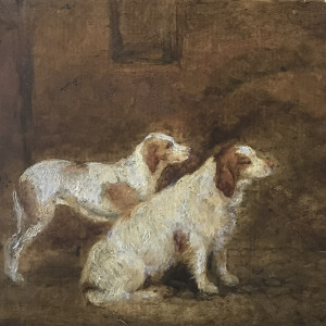 Portrait of Racket II (Clumber Spaniel) and Nell (English Pointer) by 19th Century European