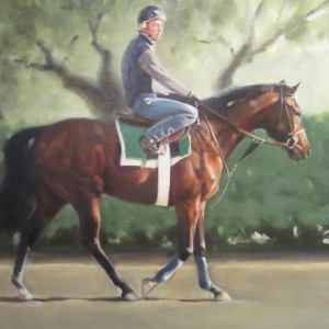 Bay With Exercise Rider Up by Joanne Mehl