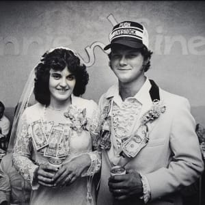 Connie & Einer Schon at their wedding dance at The Hall by Jim Richardson