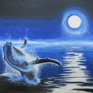 Humpback Whale by Moonlight by Jasmine O'Shea