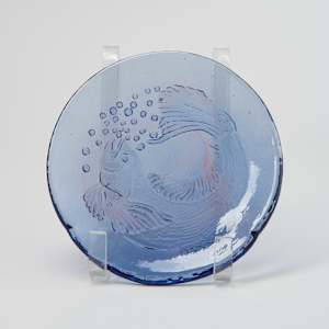 Blue Plate with Fish Design by Chet Cole