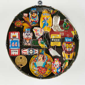 Wall Hanging in Cookie Tin by Pat Andrich