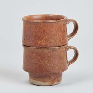 Pair of Brown Stacking Mugs by Stone Soldier Pottery  Image: Photo credit: Alexis Oltmer